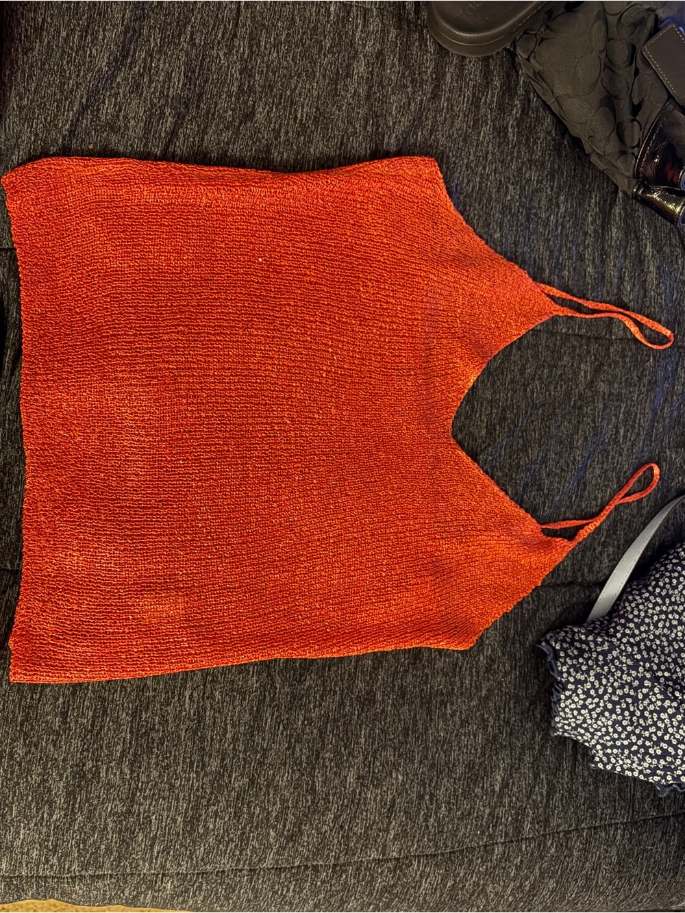 White Fox Sleeveless Knit Cami Top and skirt set - Red